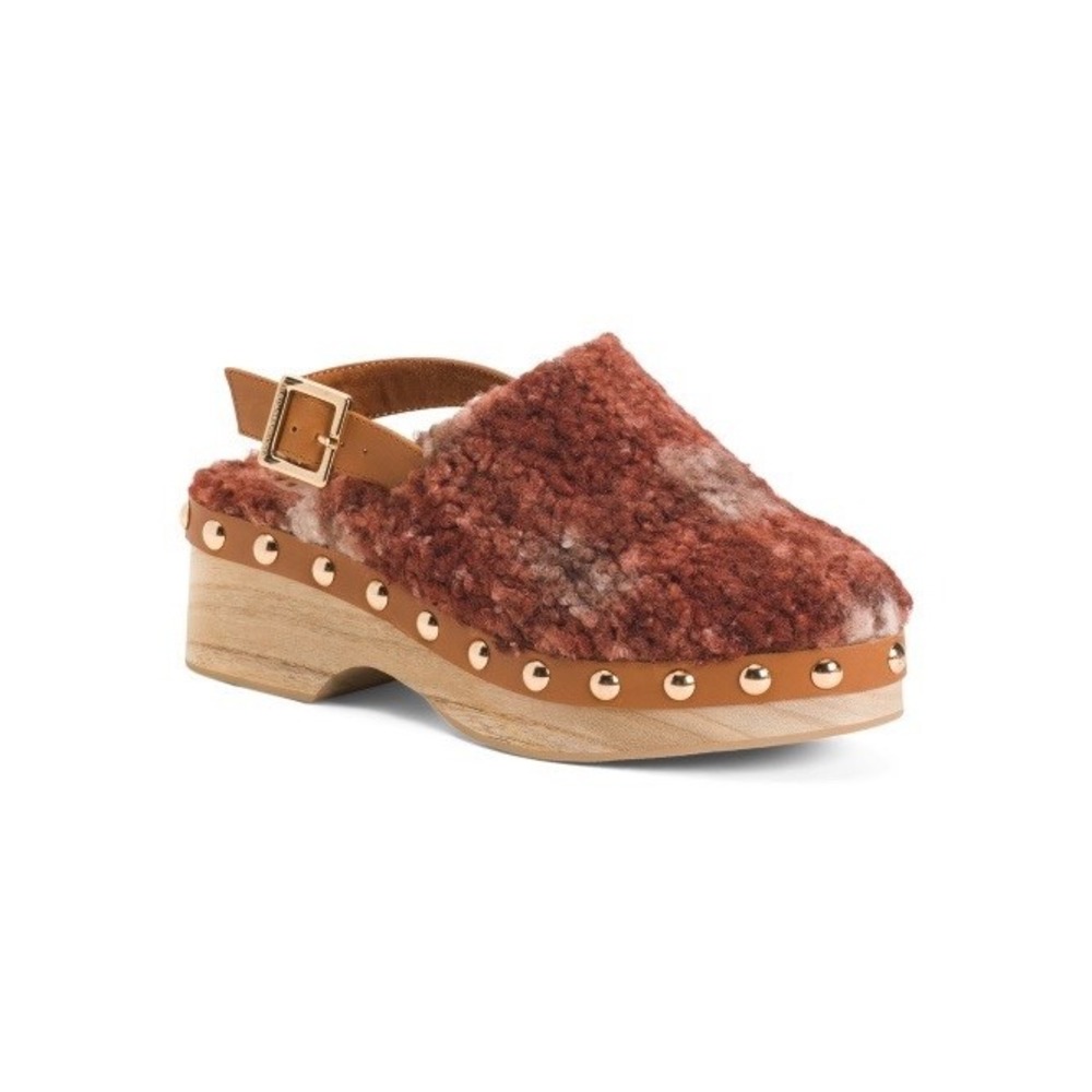 Kelsi Dagger Warehouse Clogs Garnet Plaid‎ Shearling Women's Sz 8 Darling NIB!